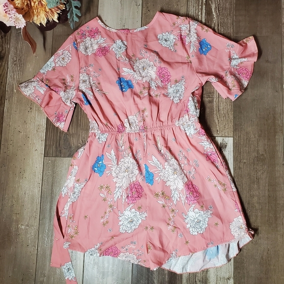 NWOT Teurkia Pink Floral Girls Romper Size Large - Picture 6 of 16
